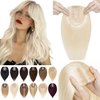 SEGO Hair Toppers for Women Real Human Hair No Bangs 130% Density 10 * 12CM Silk Base 100% Remy Human Hair Clip in Top Wiglet Hair Pieces for Thinning Hair-10 Inch Platinum Blonde