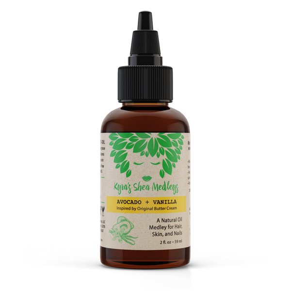 Multiuse Avocado + Vanilla Oil Medley for Face, Body & Hair - Natural Avocado Oil, Shea Nut Oil, Vanilla Essential Oil, & Vitamin E - Seals in Moisture for Dry Skin, Scalp & Nails - 2 oz