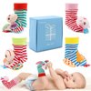 BLOOBLOOMAX Baby Infant Rattle Socks Toys, Sock rattles for Babies 0-24 Months Baby Animal Foot Finder Learning Toy (Cotton A)