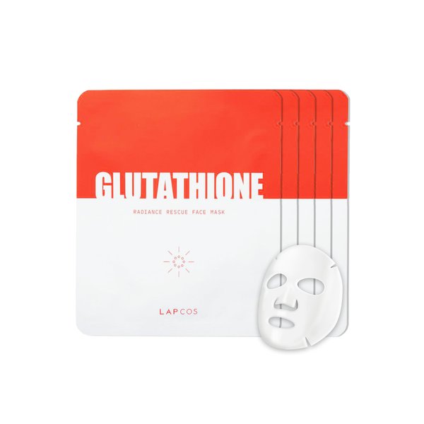 LAPCOS Glutathione Radiance Rescue Mask - Korean Skin Care Mask w/Glutathione, Niacinamide & Peptides - Hydrating Face Masks Spa Gifts for Women - Revitalizing & Firming Face Mask (5 Count, 0.91 oz)