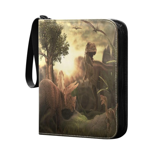 OTVEE Dinosaur Card Binder 4-Pocket, 400 Pockets Trading Card Binder Holder with 50 Removable Sleeves, Zipper Card Collection Binder Card Album Book for Football Basketball Baseball Games Sports Cards
