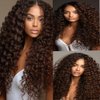 Dark Brown Water Curly Bundles #4 Human Hair Loose Light Brown Deep Water Wave Bundles Double Weft Brazilian Remy Hair Extensions Wet and Wavy Bundles Silky Soft for Black Women(22 24 26 Inch)