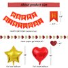 MSMANCY Red and Gold Birthday Decorations for Women with HAPPY BIRTHDAY Banner Curtains Heart Star Balloons for 16th 18th 21st 30th 40th 50th 60th Birthday Party Supplies (Red-gold)