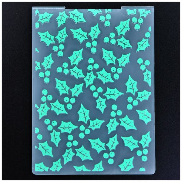 DDOUJOY Merry Christmas Leaves Berry Background Plastic Embossing Folders for Card Making Scrapbooking and Other Paper Crafts 2101021
