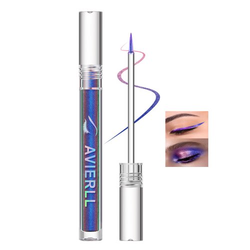 Easilydays Chameleon Liquid Glitter Thin Eyeliner, Highly Pigmented Intense Color Metallic Satin Multi-Reflective Finish Eye Liner Pencil, Waterproof Long-lasting Shimmer Eye Shadow Makeup Pen (01)