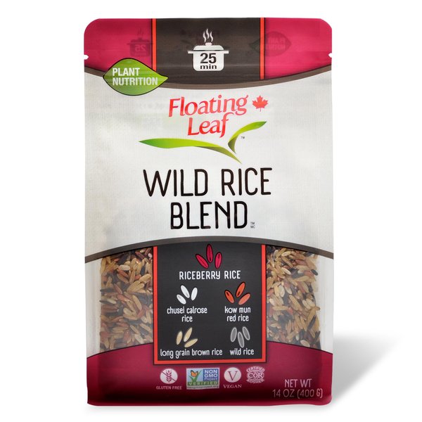 Floating Leaf Wild Rice Blend - 14 ounces, 1 count - Wild Rice Blend With Riceberry, Red Rice And Brown Rices - Gluten Free - Non GMO - All Natural - Vegan - Plant Based