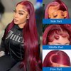 ONETIDE 28Inch Burgundy Lace Front Wig Human Hair 180 Density Straight 13x4 HD Human Hair Lace Front Wigs Pre Plucked Brazilian Virgin 99J Human Hair Wigs for Black Women
