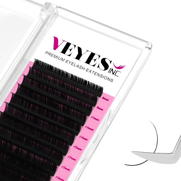 VEYES INC Classic Volume Lash Extensions 0.03-0.20 J/B/L/C/CC/D/DD Curl 8-25mm Mixed & Single Length Tray, Premium Silk Eyelashes, Professional Supplies for Lash Techs (Matte Black 0.05 D 14mm)
