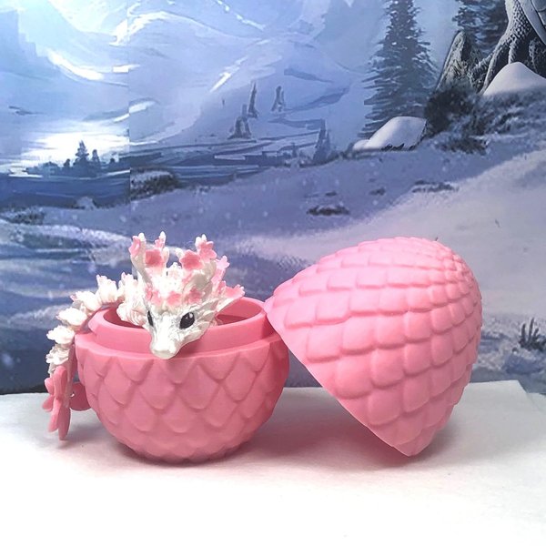 Generic 3D Printed Baby Dragon, 6"" Articulated Cherry Blossom Baby Dragon,Fidget Toys for Autism/ADHD, Home Decor Executive Desk Toys, BD004-PNK, Small, White
