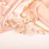 BERYUAN Women Gold Leaf Pearls Crystal Flowers Hair Comb Gold Leaf Flowers Wedding Head Piece Gold Bridal Hair Accessory for Wedding Women and Girls