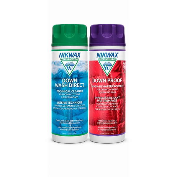 Nikwax Down, Down DUO-Pack, 300ml, Wash-In Cleaning and Waterproofing adds DWR Water Repellency to Down Filled Jackets, Outerwear, Sleeping Bags, Restores and Protects Insulation and Loft