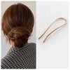 Iaceble Minimalist Metal U Shape Hairpin Gold Hair Fork Stick Updo Hair Sticks Clip French Hair Pin Decorative Hair Accessories for Women and Girl Headdress (Gold)