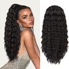 AISI BEAUTY Ponytail Extension for Black Women Drawstring Ponytail Natural Black Long Curly Wavy Ponytail 24 Inch Synthetic Clip in Ponytail Hair Extensions for Daily Use(4#)