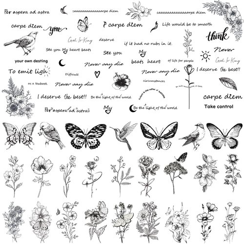 JoyfulGlam Realistic Temporary Tattoos For Women - 60 Sheet Semi Permanent Fake tattoos,30 Pcs Adult Long Lasting Tattoo Stickers,30 Pcs Flower Floral Small Tiny Cute Temp Tatoos