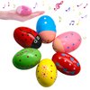 Ehome Easter Egg Shakers Easter Basket Stuffers, 6Pcs Wooden Percussion Musical Shake Prefilled Easter Eggs for Toddler, Egg Fillers, Montessori Maracas for Kids Baby with Storage Bag