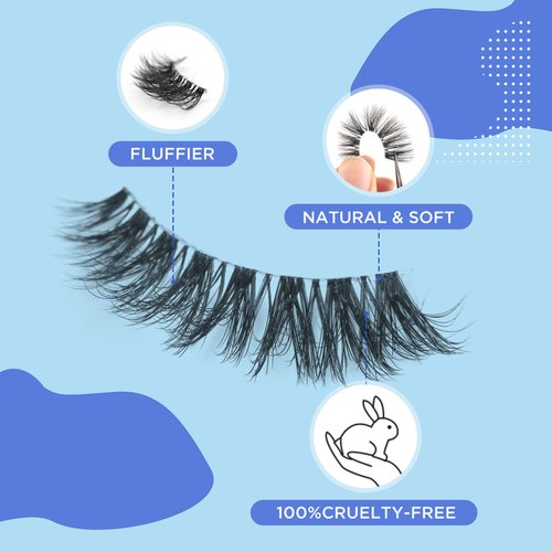 Eyelashes Natural Look False Lashes - Bepholan Fake Eyelashes 5D Super Fluffy False Eyelashes Clear Band Wispy Lashes 3-Pack Faux Mink Lashes,XMZ92