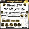 Black Gold We Appreciate You Decorations Thank You Banner with Appreciate Hanging Swirls Thank You For All You Do Decor for Teacher Doctor Nurse Employee Staff Graduation Appreciation Party Supplies