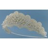 Elegant Pearly Bridal Crown Adorned with Bugle Beads and Accented with A.B. (Iridescent) Crystal Beads for Wedding, Prom, Quinceañera or Other Special Events #88DD (IVORY)