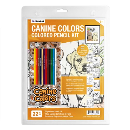 Canine Colors Colored Pencils & Coloring Pages for Dog Lovers | Gift Set of 12 PupThemed Colored Pencils with Funny Foil-Stamped Names Plus 10 Fun Coloring Pages