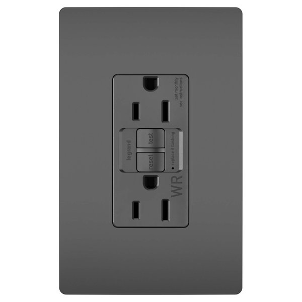 Legrand radiant 1597TRWRBK 15 Amp Outdoor GFCI Self Test Tamper Resistant Weather Resistant Decorator Duplex Outlet, Black (1 Count)