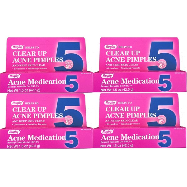 Benzoyl Peroxide 5 % Generic for Oxy Balance Acne Medication Gel for Treatment and Prevention of Acne Pimples, Acne Blemishes, Blackheads or Whiteheads. 1.5 oz. per Tube Pack 4 Toral 6 oz.