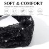 CAKURE Sequins Headbands Criss Cross Hairbands Stretchy Head Bands African Head Wrap Breathable Fabric Head Bands Hair Accessories for Women and Girls Pack of 1 (Black)