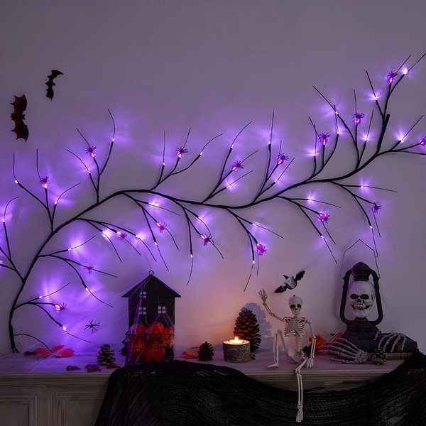 Halloween String Lights with 18 LED Spider Lights 8 Lighting Modes 6.5 Ft Length Remote Control and Timer DIY Design USB Powered Indoor Outdoor Halloween Decor
