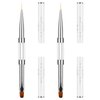 Thinp 2 Pcs Double Ended Nail Art Brushes,Builder Gel Brush Nail Liner Brush UV Hard Gel Brush Nail Drawing Brushes French Tip Brush Rhinestone Handle Nail Brush for Nail Art Design, White