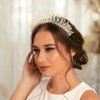 Formery Pearls Halo Crown Headpiece Silver Crystal Goddess Costume Tiara Headband Wedding Festival Photo-shoot Handmade Pearl Bridal Hair Accessories for Women and Girls
