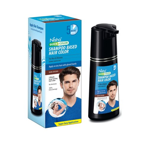 Nisha Quick Shampoo Based Hair Colour Dye Brown | No Ammonia |100% Grey Coverage |For Men & Women Long Lasting Hair Dye, 6.08 Fl Oz (Dark Brown)