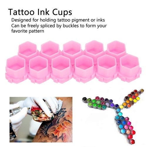 Pigment Ink Caps, 200pcs Honeycomb Shape Tattoo Ink Cups Ink Caps for Tattooing For Eyebrow Tattoo Makeup Holder Cups Permanent Pigment Makeup Tool Body Art Holder Container Cup