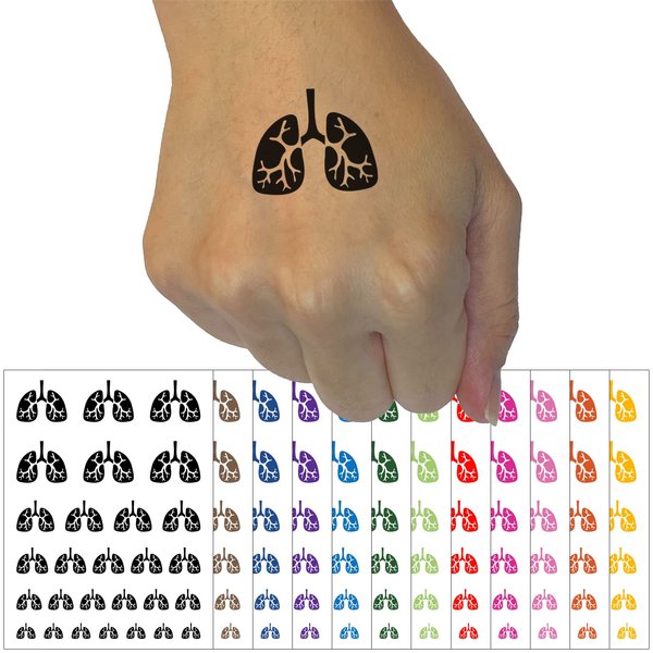 Lungs Anatomy Organ Body Part Temporary Tattoo Water Resistant Fake Body Art Set Collection - Light Blue (One Sheet)