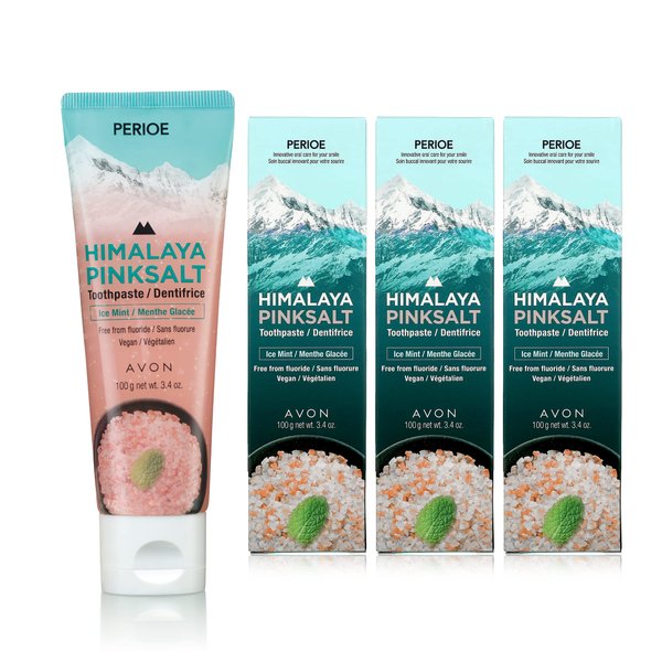 PERIOE Flouride-Free Himalayan Pink Salt Toothpaste, 3.4 oz - Ice Mint w/Aloe Vera | Vegan, Cruelty-Free, Paraben-Free Plaque & Tartar Remover Oral Care Travel Size Toothpaste