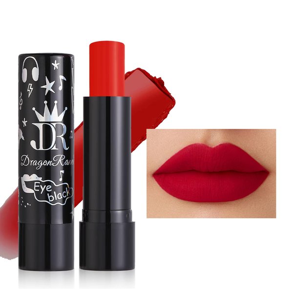 MIESCHER Red Matte Lipstick Tube, Smudge Proof Long Lasting Matte Velvety Lipstick, Intense & Bold Color Matte Lipstick, High Pigmented Matte Lipstick, Halloween Waterproof Lip Gloss for Women(04#Red)