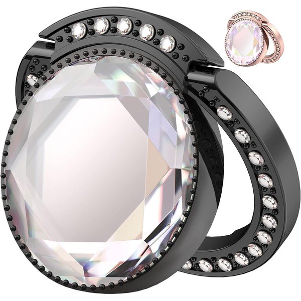 Crystal Phone Holder Ring (Black)