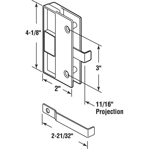 Prime-Line A 177 Sliding Screen Door Latch and Pull, 3 In. Hole Center, Black Plastic with Steel Latch, Mortise Install (Single Pack)