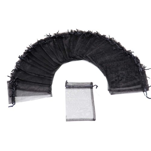 Dealglad® 100pcs Drawstring Organza Jewelry Candy Pouch Party Wedding Favor Gift Bags (6x8, Black)