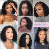 IYAGE Short Water Wave Bob Wigs Human Hair 13x4 HD Lace Front Wigs Human Hair for Black Women Black Curly Glueless Bob Wigs Human Hair Pre Plucked Pre Cut 180 Density Wigs Natural Hairline