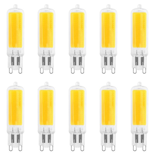 LUXRITE G9 LED Bulb Dimmable 4.5W, 50 Watt T4 G9 Halogen Equivalent, 3000K Soft White, 450 Lumens, Glass G9 Bi Pin Base, 320° Beam Angle, ETL Listed (10 Pack)