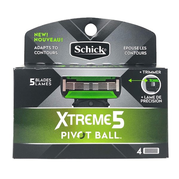 Premium Quality Xtreme 5 PivotBall Men's Razor Refills, 4 Count Box