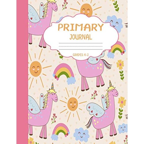 Primary Journal Grades k-2: Cute Unicorns, Draw and Write Composition Book for Kids, Half Page Lined Paper with Drawing Space ( 8.5" x 11" Notebook with Soft Durable Cover)