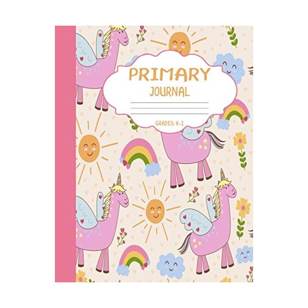 Primary Journal Grades k-2: Cute Unicorns, Draw and Write Composition Book for Kids, Half Page Lined Paper with Drawing Space ( 8.5" x 11" Notebook with Soft Durable Cover)