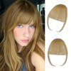 Clip in Bangs 100% Real Human Hair Bangs Hair Clip Bright Ash Blonde Wispy Fake Bangs,Clip on Bangs for Women Faux Bangs Clip in Hair extensions/Pieces with Hair Roller