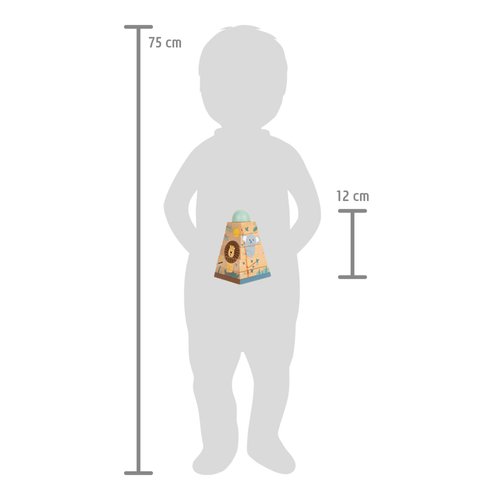 Small Foot Wooden Safari Stacking Tower with Animal Pattern, 12320, Multi-Coloured