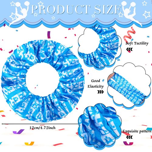 WILLBOND 20 Pcs Cheer Scrunchies Cheer Hair Accessories Cheerleading Hair Ties Elastic Scrunchies Hairband Cheerleading Gifts for Girls Women Team Sport Player Gift Birthday Party (Blue)