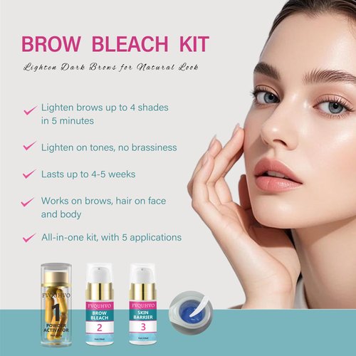 Eyebrow Bleach, Eyebrow Bleaching Kit, Brow Bleach, Brow Lightening, Gentle & Effective Bleaching Result, Eyebrow Lightener, Creates You Softer & Natural Brow Color, 5 Applications