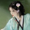 2 Pack of Purple Cherry Blossoms Asian Cute Hair Accessories for Girls Sparkling Crystal Stone Braided Hair Clips for Women Unique Hanfu Decorative Floral Hair Clips Chinese Hair Accessories