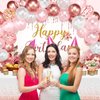 72 Pieces Birthday Decorations for Women Girls Included Backdrop Tablecloths Balloons Floral Garland Happy Birthday Party Supplies for Ladies Birthday Party Decor (Rose Gold)
