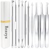 Blackhead Remover Tool, Boxoyx 10 Pcs Professional Pimple Comedone Extractor Popper Tool Acne Removal Kit - Treatment for Pimples, Blackheads, Zit Removing, Forehead,Facial and Nose(All Silver)
