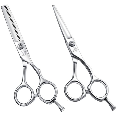 Professional 5.5 Inch Hair Cutting Scissors Hair Thinning Shears Set, Salon Barber Hair Cutting Texturizing Blending Shear for Women Men Adults, Handmade from 440C Japanese Stainless Steel